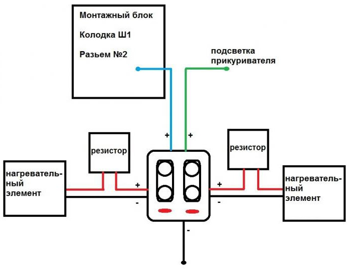 obwód elektryczny do ogrzewania fotela VAZ-2110