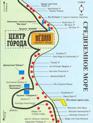 Hammamet - mapa atrakcji turystycznych 